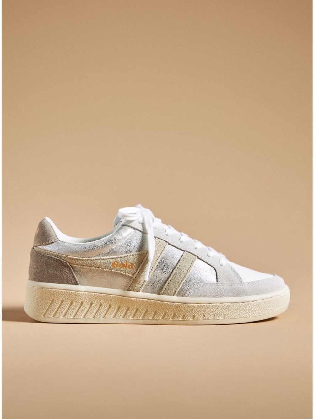 Gola Suede Low-Top Sneakers size 8 - Superslam Blaze - Silver, Cream & White
